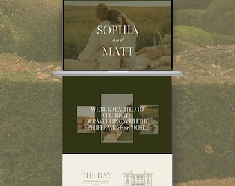 Modern Wedding Website Template, Editable Canva Design