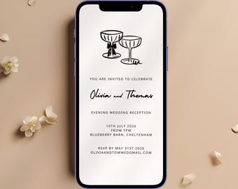 Digital Wedding Evening Party Invitation Template, Elegant Digital Wedding Reception Invite, Evening invitation, Modern Wedding Invite