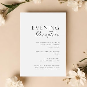 Evening Reception Invitations  -  Elegant Wedding Invite, Evening invitation, Wedding Reception Invite