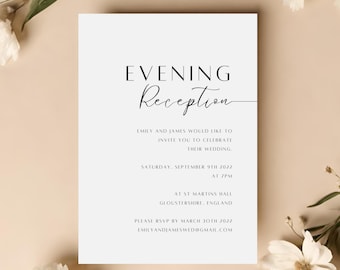 Evening Reception Invitations  -  Elegant Wedding Invite, Evening invitation, Wedding Reception Invite