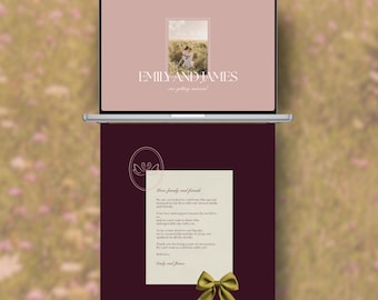 Pink and Burgundy Wedding Website Canva Template
