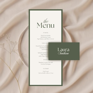 Modèle de carte de visite et de menu Menu de mariage modifiable Menus de mariage imprimables