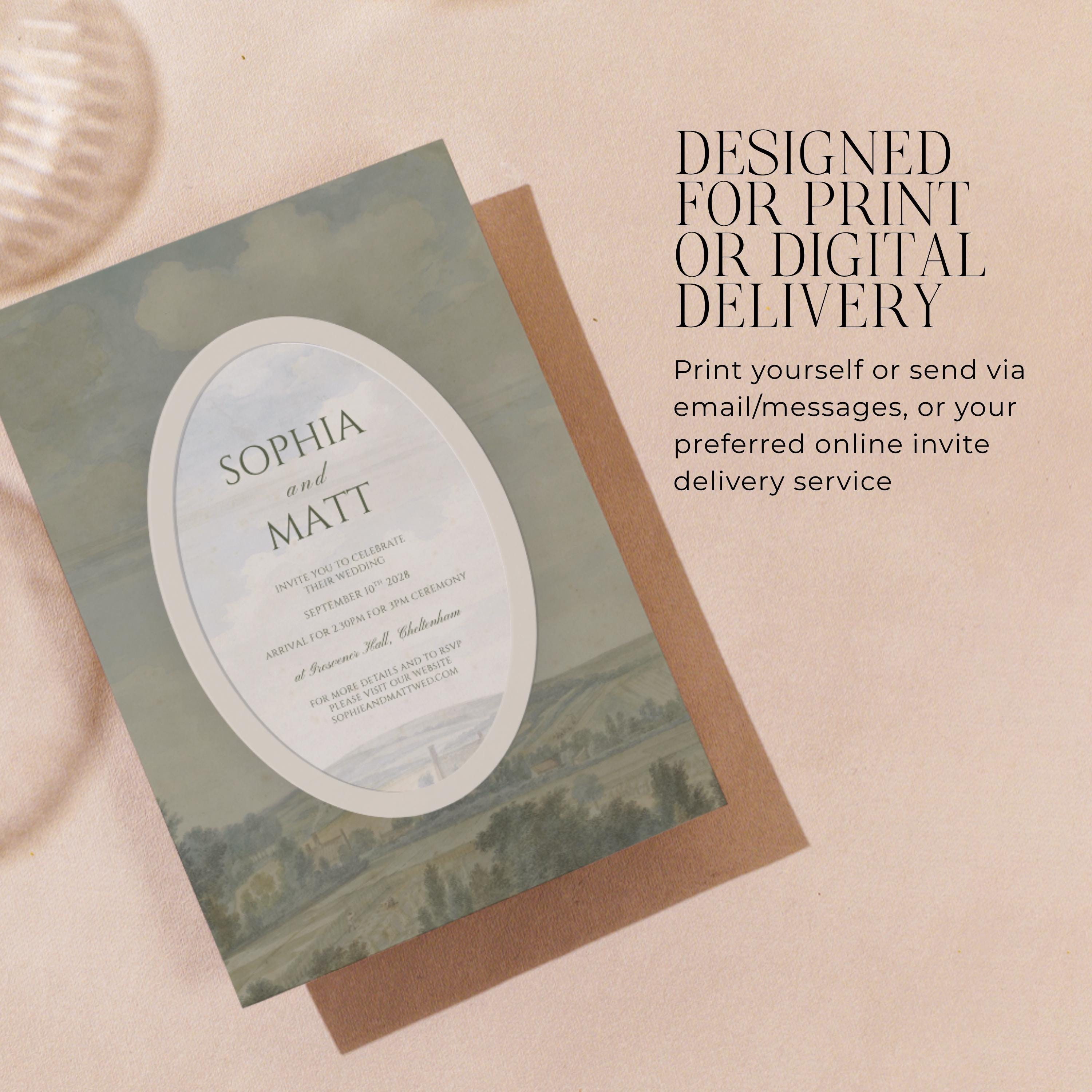 Fancy Invitation Landscape Example Landscape Wedding Invitation Template - Etsy