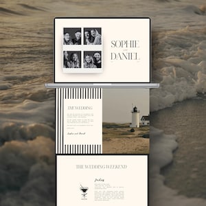 Wedding Website Template Black and White, Canva Editable Wedding Website, Aesthetic Modern Wedding Template