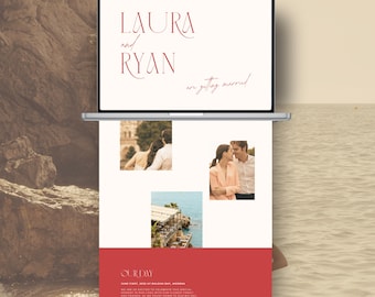 Wedding Website Template, Canva Editable Wedding Website, Aesthetic Modern Wedding Template