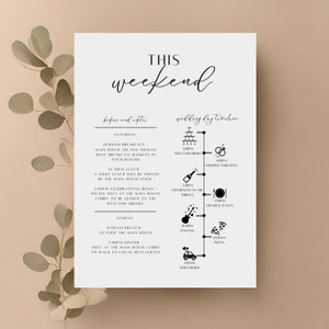 Wedding Welcome Note & Timeline, Wedding Order of Events, Wedding Weekend Timeline