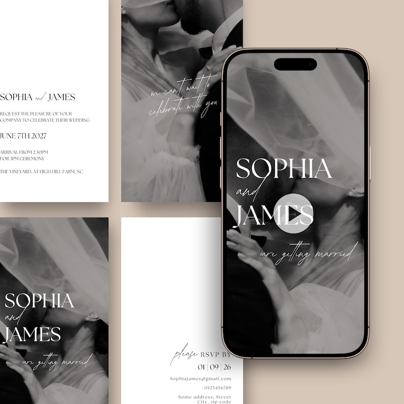 Wedding Invitation Video Template Digital Wedding Reception Invite image 1
