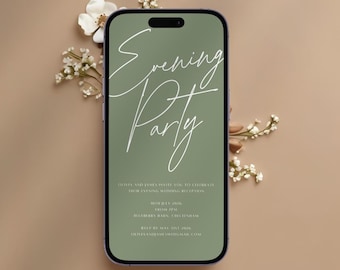 Digital Wedding Evening Party Invitation Template, Elegant Digital Wedding Reception Invite, Evening invitation, Modern Wedding Invite