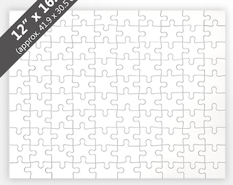 May include: A white jigsaw puzzle with a black outline. The puzzle is 12 inches by 16.5 inches, or approximately 41.9 cm by 30.5 cm.