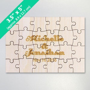 3.5 X 5 Inch Mini Wooden Engraved Puzzle, Invitation Puzzle (3x5 inch, 24 pieces)