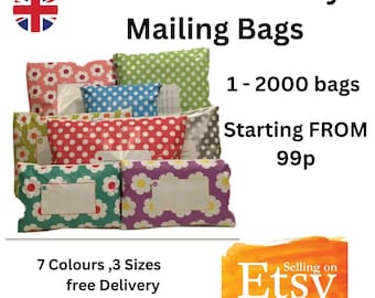 MIXED Polka Dot & Daisy Floral Mailing Bags Mixture of 2 Designs 7 Colours 3 sizes Qty 5 Bags - 1000 Bags, Tamper Proof