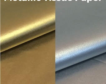 Tissue Paper Metallic Gold & Metallic Silver High Quality Acid Free Recyclable 500mm x 750mm Wrapping Paper Birthdays Christmas Weddings
