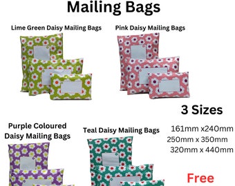 Daisy Printed Mailing Bags Plastic Mail Postage Post Polythene Strong 4 Colours 3 Sizes