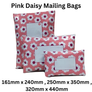 Pink Daisy Printed Mailing Bags Plastic Mail Postage Post Polythene Strong 3 Size bild 2
