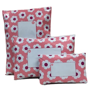 Pink Daisy Printed Mailing Bags Plastic Mail Postage Post Polythene Strong 3 Size bild 1