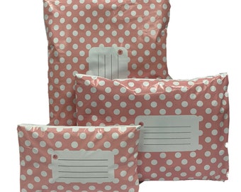 Pink Polka Dot Printed Mailing Bags Plastic Mail Postage Post  Polythene Strong 3 Sizes