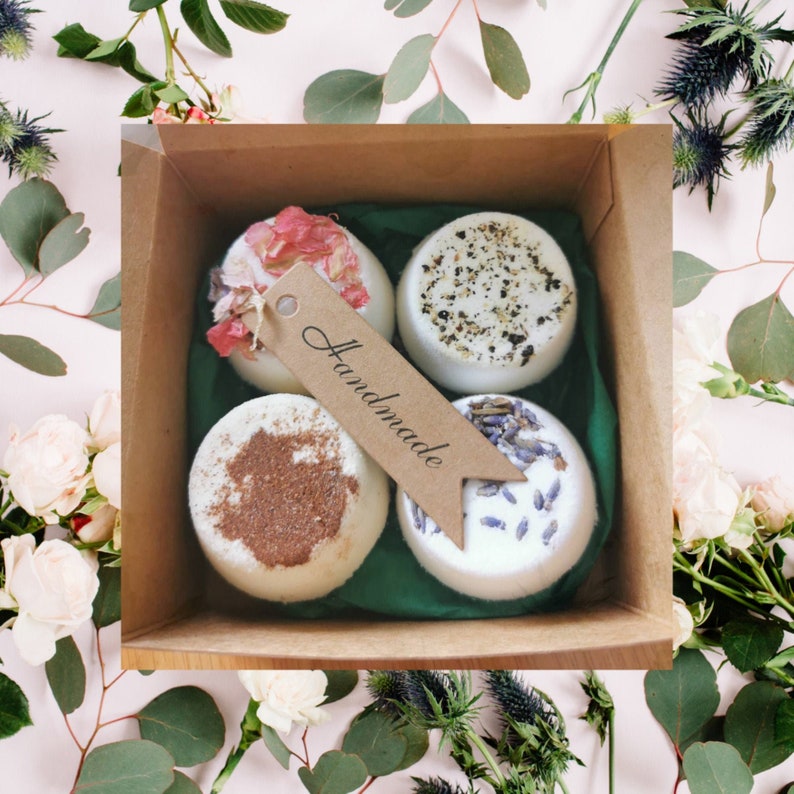 Set of 4 Luxury Aromatherapy Shower Steamers, Birthday Gift, Teacher Gift, Shower Bombs, Luxury Gift Set, All Natural + Essential Oils