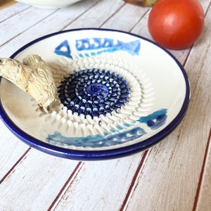 Handmade Ceramic Garlic and Vegetable Rub Plate, Garlic Grater Plate with Brush Available to Add On, Perfect Mothers Day Gift image 8