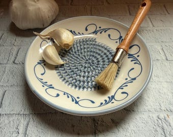 Ceramic Garlic Grater Plate: Ginger, Vegetable Rub Dish, Fathers Day Gift