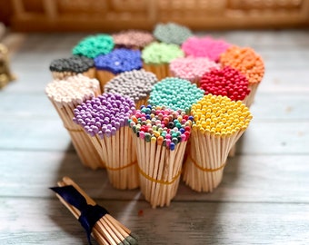 Luxury Long Coloured Matches Refill, 100mm/10cm/4 inches, Match Pot Refills, Rainbow Matches, Multicoloured Matches, Matches for Candles