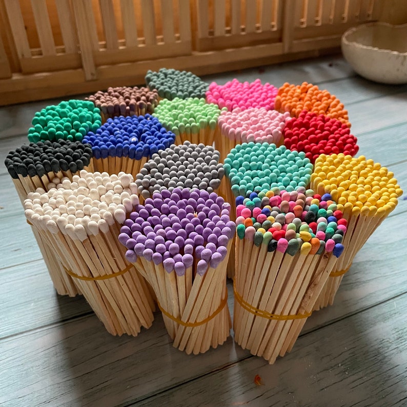 Luxury Long Coloured Matches Refill, 100mm/10cm/4 inches, Match Pot Refills, Rainbow Matches, Multicoloured Matches, Matches for Candles image 9