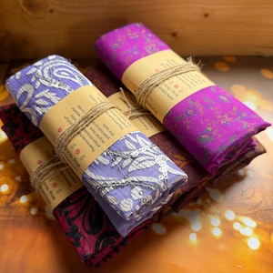 Double Sided Recycled Sari Gift Wrap | Fabric Gift Wrap | Furoshiki Gift Wrap | Eco Friendly Gift Wrap, Recycled Gift Wrap