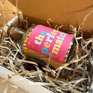 Gold Matches in Glass Jar: Wedding, Engagement, New Home Gift
