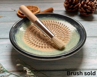 Handmade Ceramic Garlic and Vegetable Rub Plate, Garlic Grater Plate with Brush Available to Add On, Perfect Mothers Day Gift