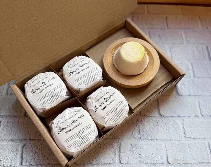 Happy Birthday Aromatherapy Shower Steamers Gift Set with Bamboo Tray