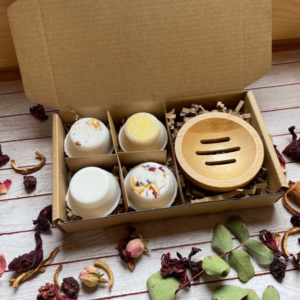 Luxury Shower Steamer Set: Aromatherapy Spa Scents with Bamboo Tray