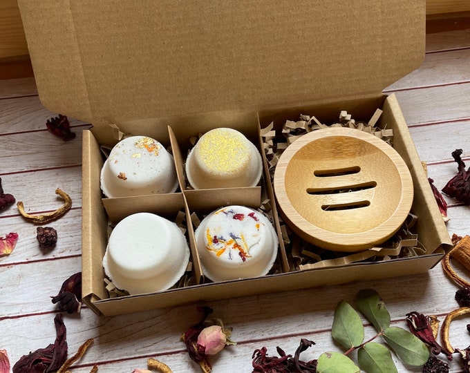 Luxury Shower Steamer Set: Aromatherapy Spa Scents with Bamboo Tray