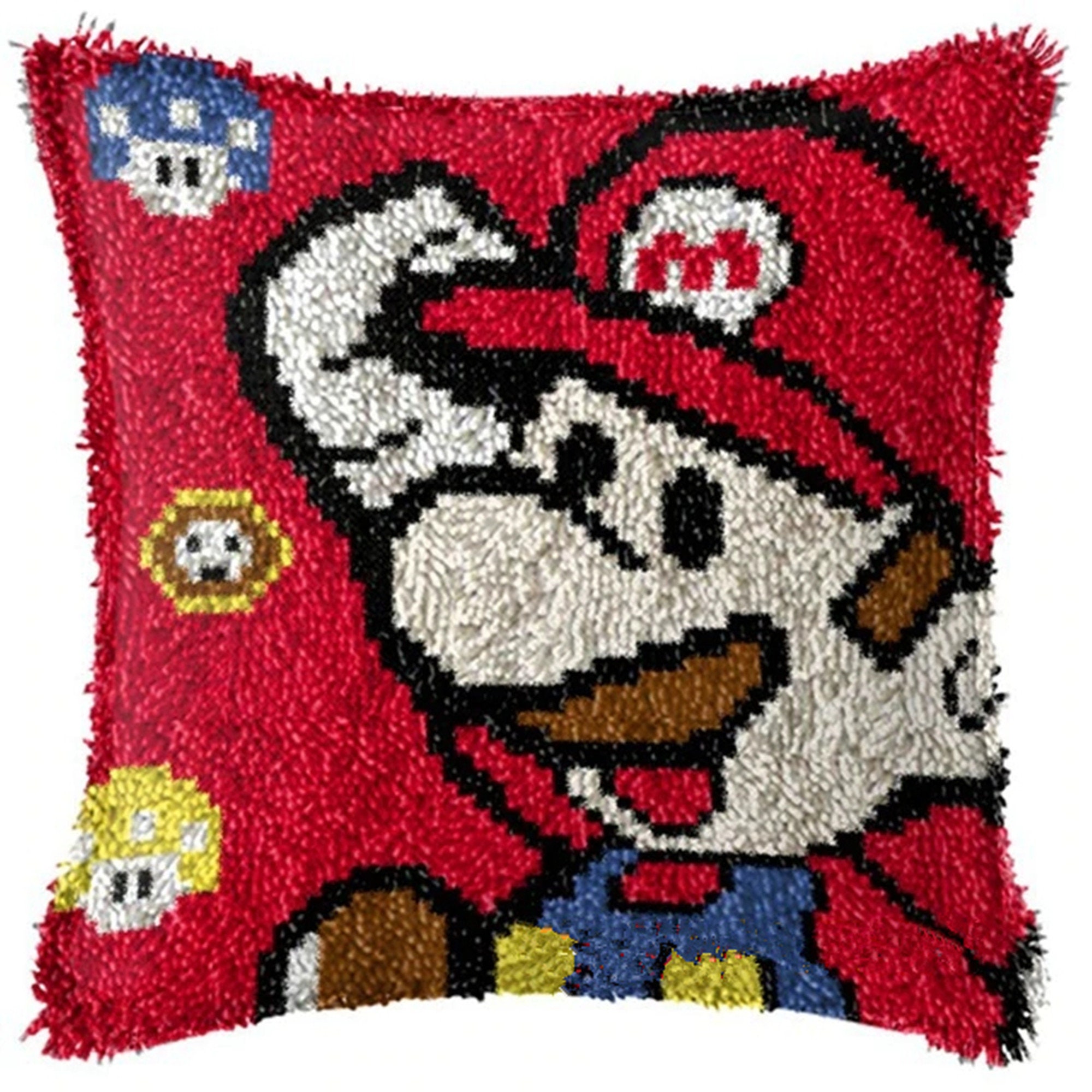 Latch Hook Kits Super Mario Cushion Cover Preprinted Color Etsy