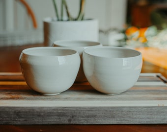 Set of 3 White Porcelain/Ceramic Bowl - Ice Cream Bowl - Bowl Set