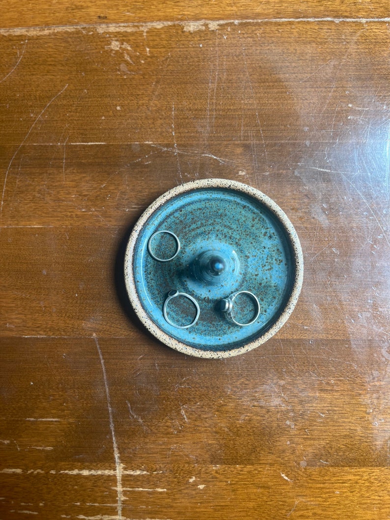 Ceramic Ring/Jewelry Dish Sea green/blue