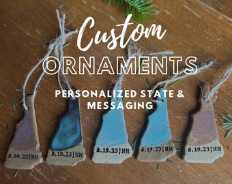 Personalized Ceramic State Ornaments | Custom State Pottery | Christmas Gifts