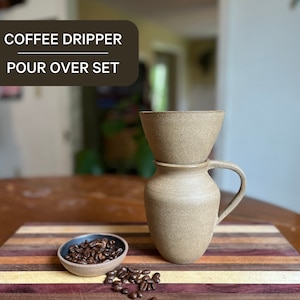 The Chosen Inspired Ceramic Pour Over Set  | Coffee Dripper | First Century Inspired Coffee Brewer Pitcher Set - Pottery Brewer & Pitcher