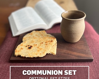 The Chosen Inspired Communion Set - Personalized | Ceramic Tumbler, Bible, burlap, Wood Platter, Case | First Century | Jesus Pottery