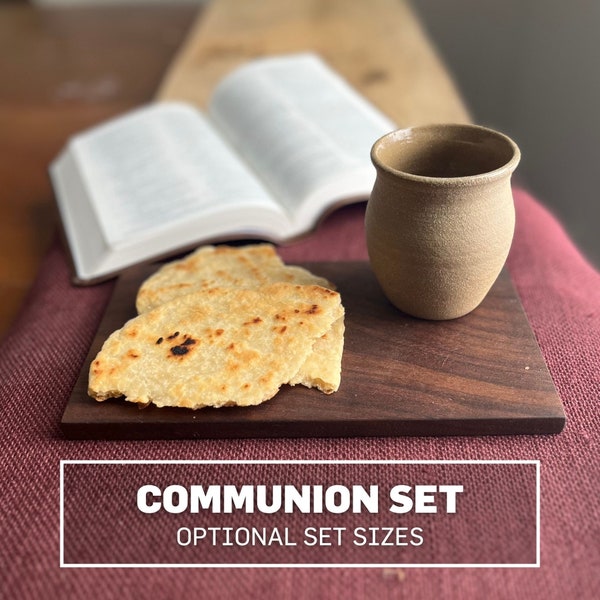 The Chosen Inspired Communion Set - Personalized | Ceramic Tumbler, Bible, burlap, Wood Platter, Case | First Century | Jesus Pottery