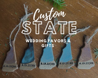 Personalized Ceramic Wedding Ornaments | Custom State Pottery | Wedding Favors