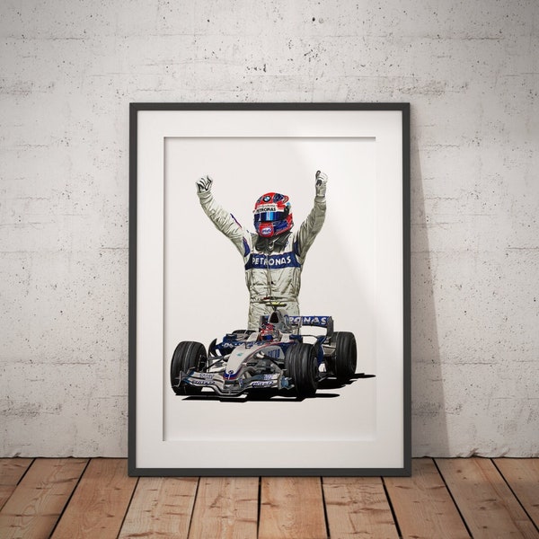 Limited Edition Print of drawing | Robert Kubica & BMW Sauber F1.08 | Canadian GP 2008 Winner | BMW Sauber | F1 | Formula 1 | A4 | A3 | A2