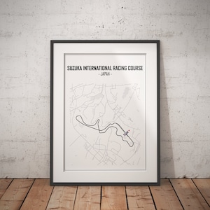 Impresión de edición limitada del dibujo | Póster del circuito de carreras internacional de Suzuka | Japón | F1 | Fórmula 1 | A4 |