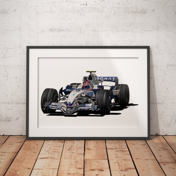 Limited Edition Print of drawing | BMW Sauber F1.08 Robert Kubica | Canadian GP 2008 Winner | BMW Sauber | F1 | Formula 1 | A4 | A3 | A2