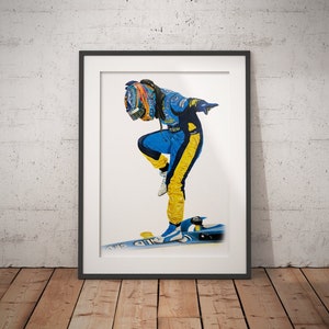 Impresión de edición limitada del dibujo | Fernando Alonso 2006 | Póster del equipo Renault F1 | Póster Fórmula 1 | F1
