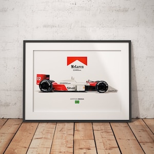 Limitierter Druck einer Zeichnung | Mclaren MP4/4 Ayrton Senna 1988 Weltmeister | Poster | Formel-1-Poster | F1