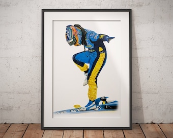 Limited Edition Print of drawing | Fernando Alonso 2006 | Renault F1 Team Poster | Formula 1 Poster | F1