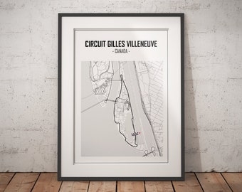 Limited Edition Print of drawing | Gilles Vilenevue Circuit Poster | Montreal | Canada | F1 | Formula 1 | A4 | A3 | A2