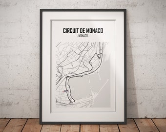 Limitierter Druck einer Zeichnung | Poster zum Circuit de Monaco | Monaco | F1 | Formel 1 | A4 |