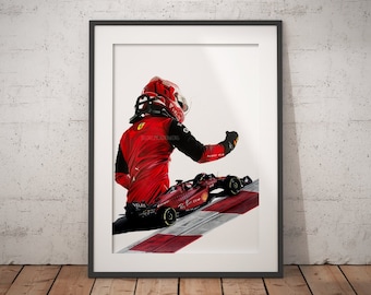 Limited Edition Print of drawing | Charles Leclerc | Scuderia Ferrari | Ferrari F1-75 | F1 | Drawing 2022 season | Formula 1 | A4 | A3 | A2