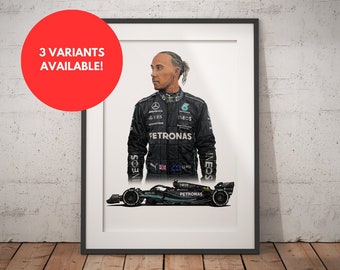 Limited Edition Print of drawing | Mercedes AMG Petronas Formula 1 Team W14 | Lewis Hamilton | Art, Realistic, Automotive | A4 | A3 | A2