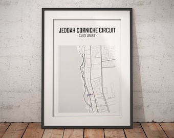 Limited Edition Print of drawing | Jeddah Corniche Circuit Poster | Saudi Arabia | F1 | Formula 1 | A4 | A3 | A2